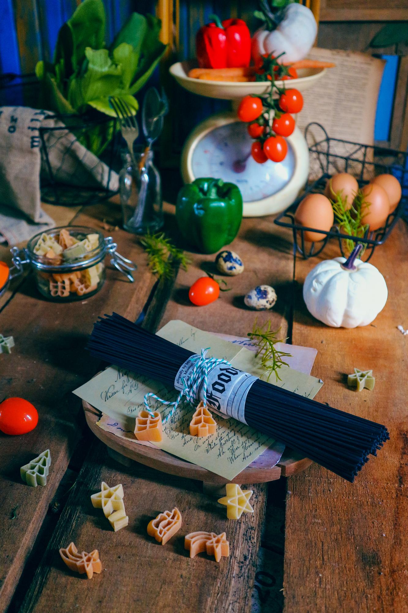 Small local kitchen with fresh ingredients on table